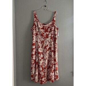 Old Navy Womens Dress Size 3X Floral Midi Linen Blend Sleeveless Cottage Prairie